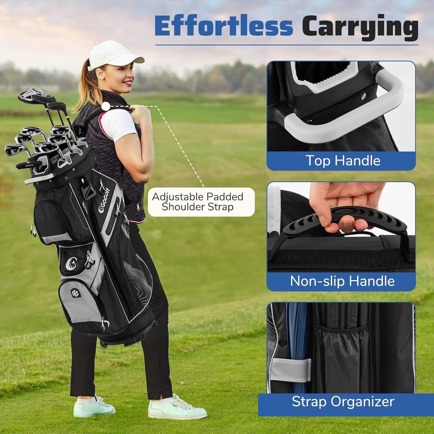 Golf Cart Bag Umbrella Holder for Men Women
