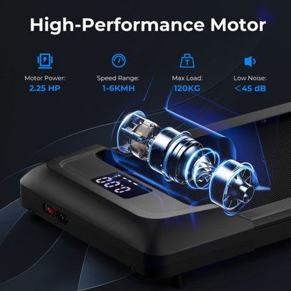Under Desk Treadmill with Remote Control and LED Display for Home and Office