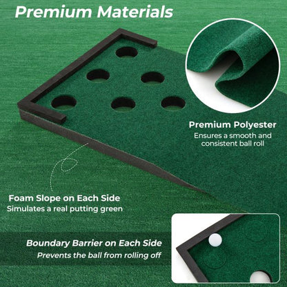 Golf Pong Game Set Portable Golf Putting Mat with 2 Adjustable Putters