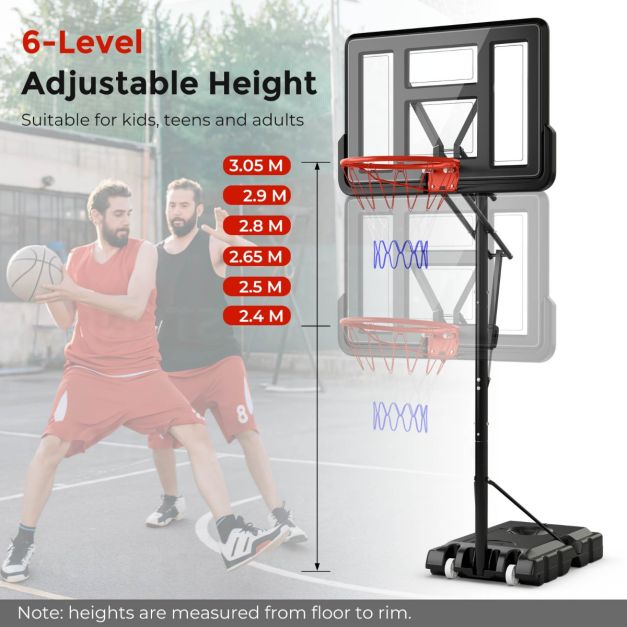 Portable Basketball Hoop System with Easy Height Adjustment
