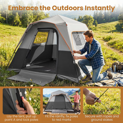 6-Person Outdoor Camping Tent Blackout Instant Cabin with Rainfly