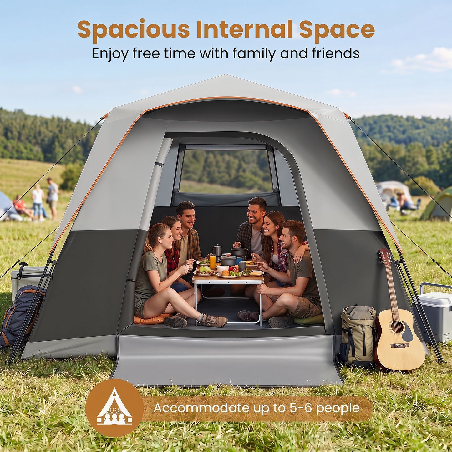 6-Person Outdoor Camping Tent Blackout Instant Cabin with Rainfly