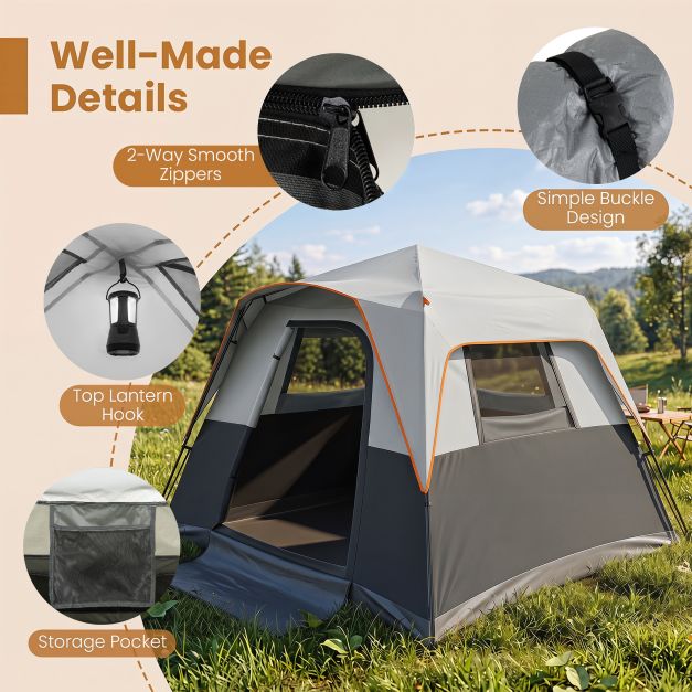 6-Person Outdoor Camping Tent Blackout Instant Cabin with Rainfly