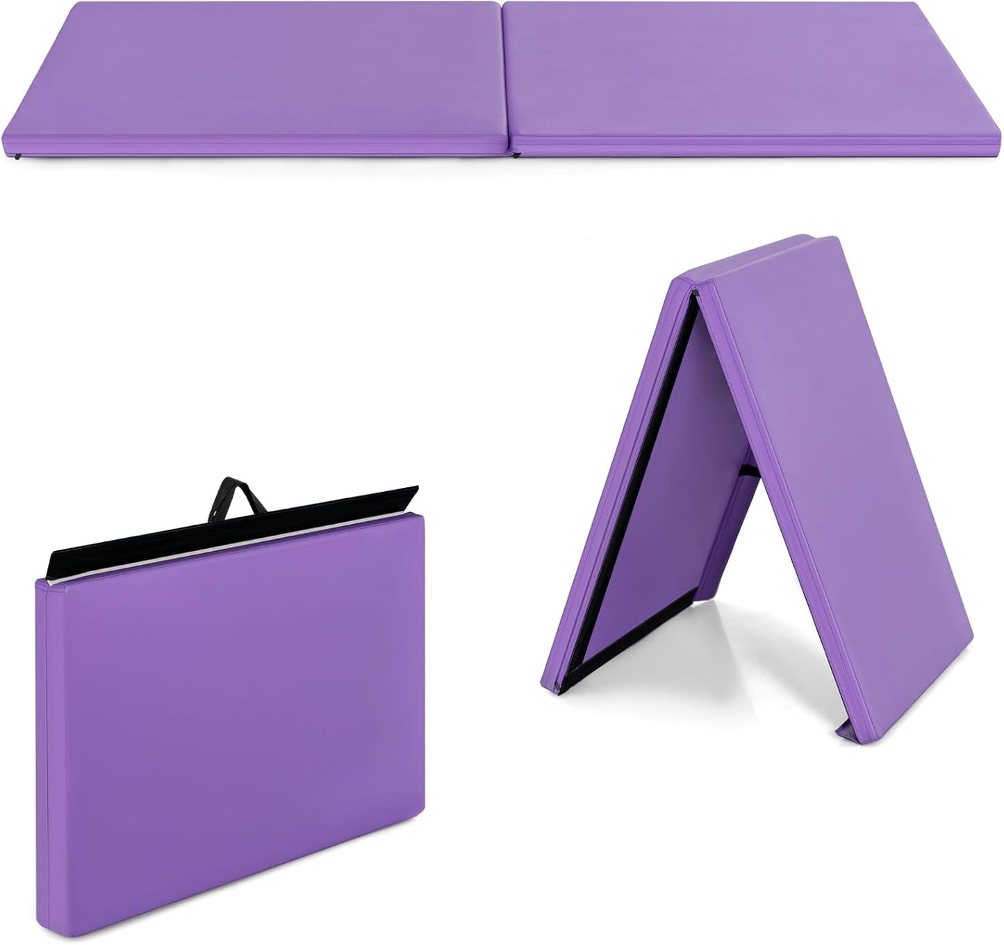 180cm x 60cm Extra Thick Foam Folding Gymnastics Exercise Mat with Carrying Handles