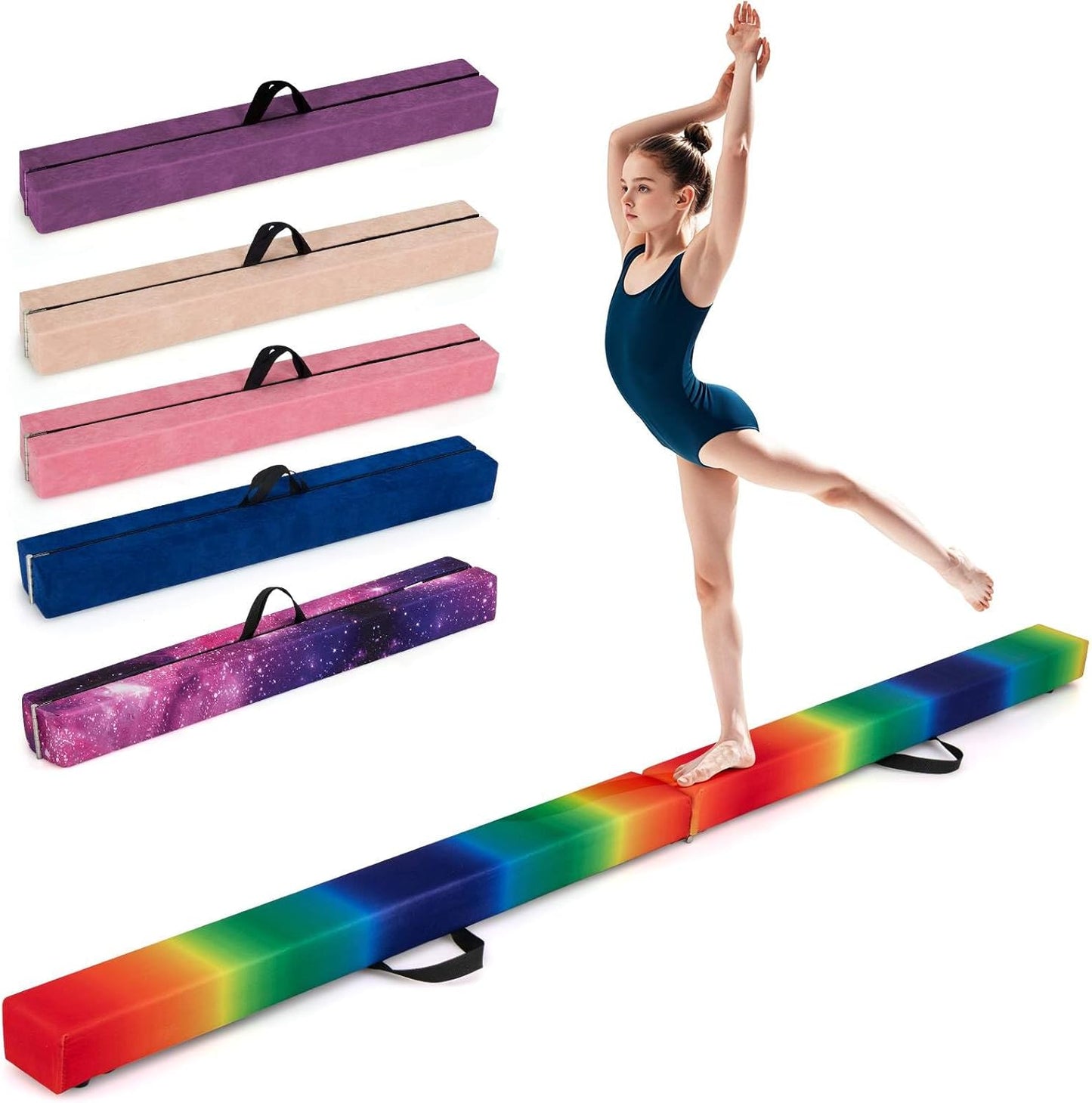Portable Gymnastic Beam with Solid Wood Base & Anti-Slip Bottom