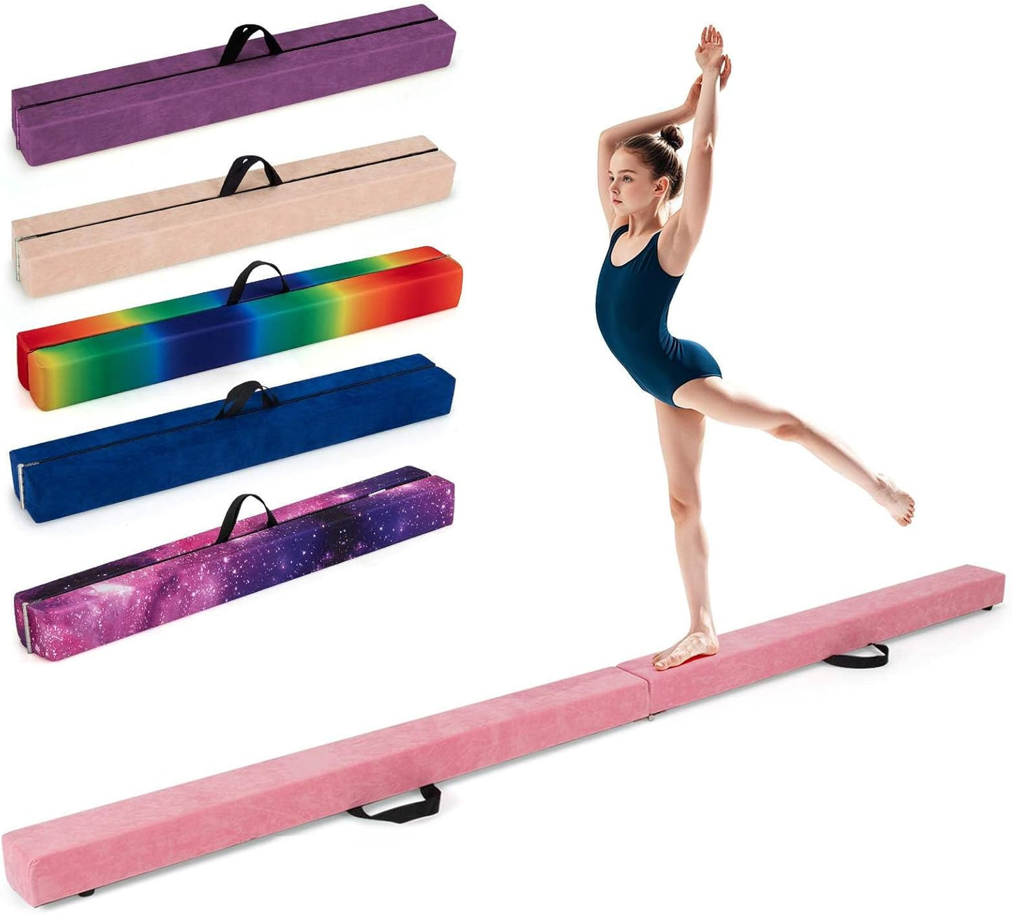 Portable Gymnastic Beam with Solid Wood Base & Anti-Slip Bottom