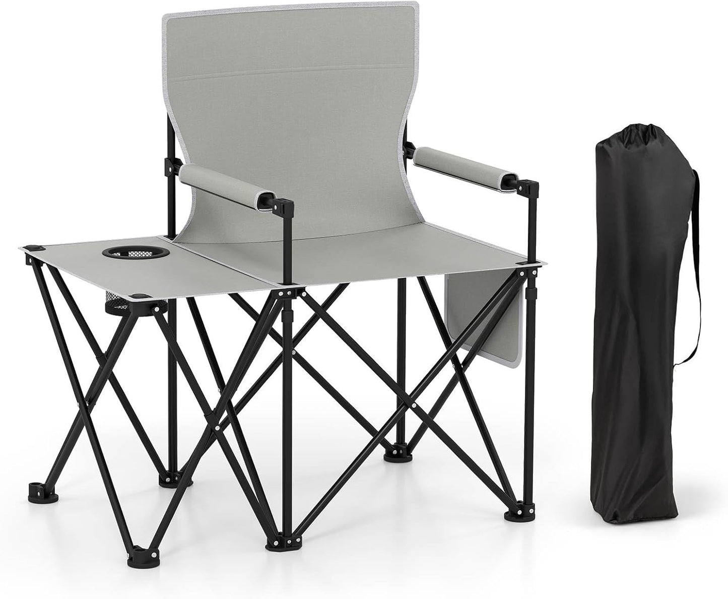 Oversized Camping Chair with Side Table & Carrying Bag for Fishing Lawn