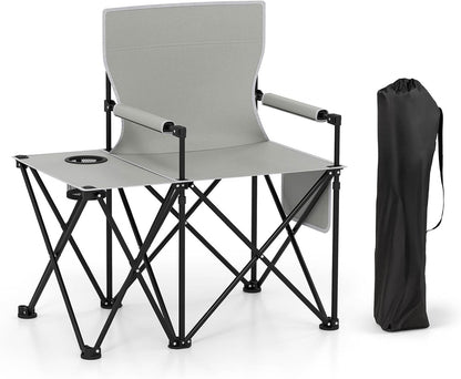 Oversized Camping Chair with Side Table & Carrying Bag for Fishing Lawn