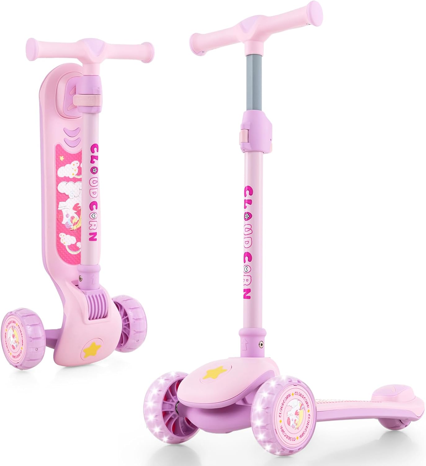 3-Wheel Toddler Kick Scooter with Light-up LED Wheel & Stepless Adjustable Handlebar