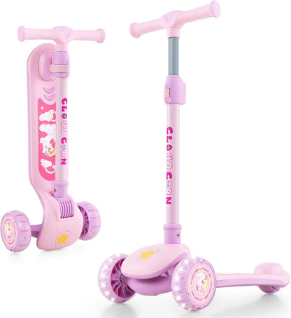 3-Wheel Toddler Kick Scooter with Light-up LED Wheel & Stepless Adjustable Handlebar