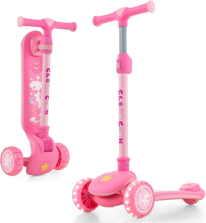 3-Wheel Toddler Kick Scooter with Light-up LED Wheel & Stepless Adjustable Handlebar