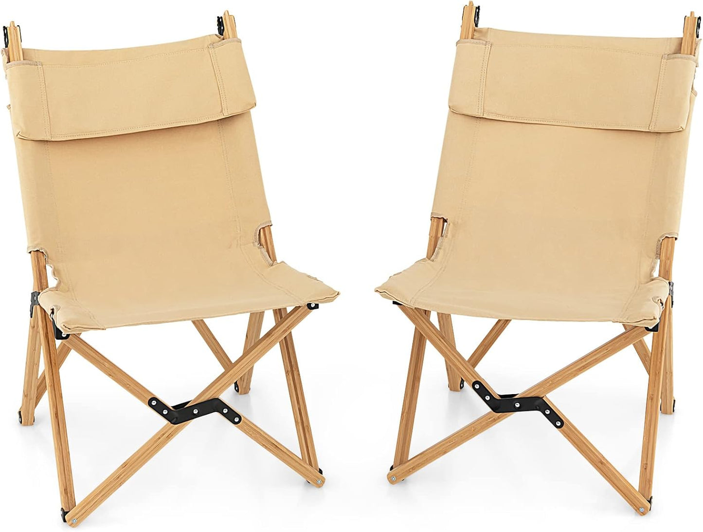 Outdoor Bamboo Chair with 2-Level Adjustable Backrest No Assembly Required