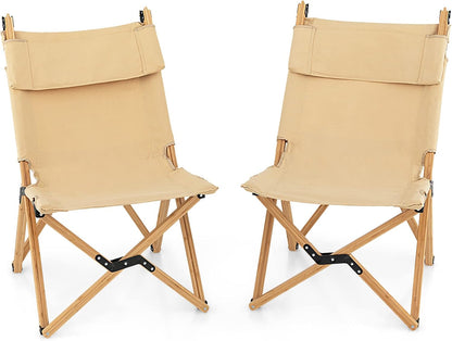 Outdoor Bamboo Chair with 2-Level Adjustable Backrest No Assembly Required