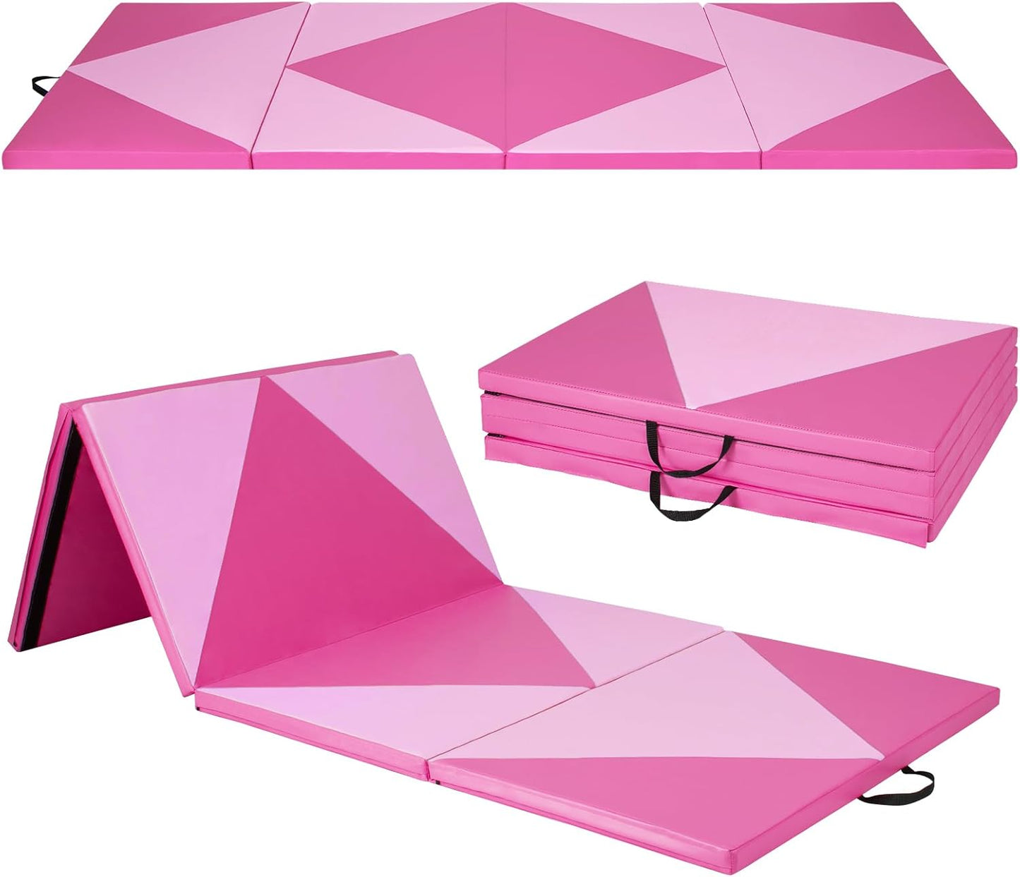 300 cm x 117 cm x 5 cm Folding Exercise Mat with Hook & Loop Fasteners & Carrying Handle