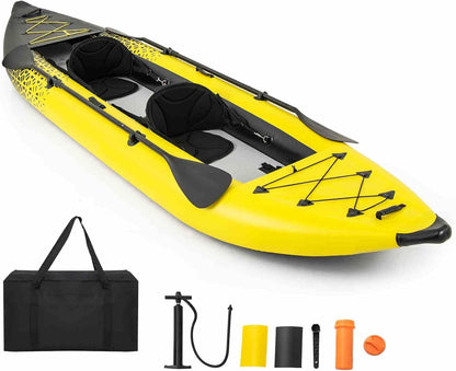 2-Person Kayak with Aluminium Oars EVA Padded Seat