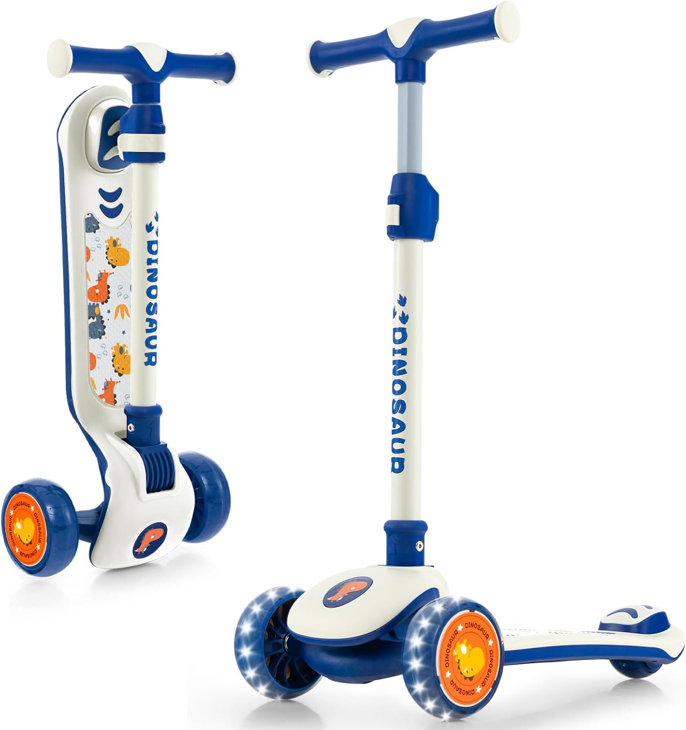 3-Wheel Toddler Kick Scooter with Light-up LED Wheel & Stepless Adjustable Handlebar