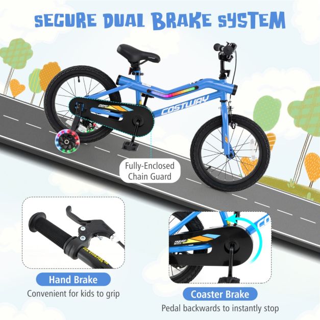 Kids Bike Carbon Steel LED Lighted Children Bicycle Adjustable