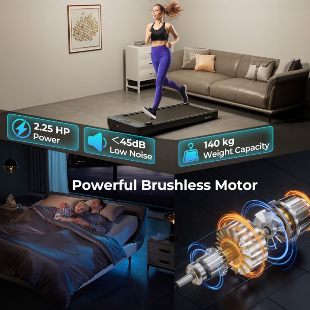 140kg Capacity Under Desk Treadmill with APP Control and LED Display