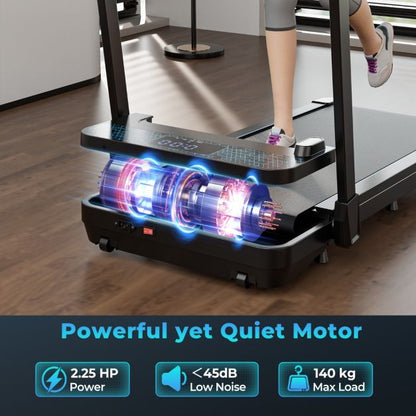 2 in 1 Folding Treadmill with Remote and APP Control and LED Display