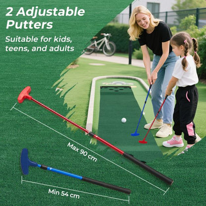 Golf Pong Game Set Portable Golf Putting Mat with 2 Adjustable Putters