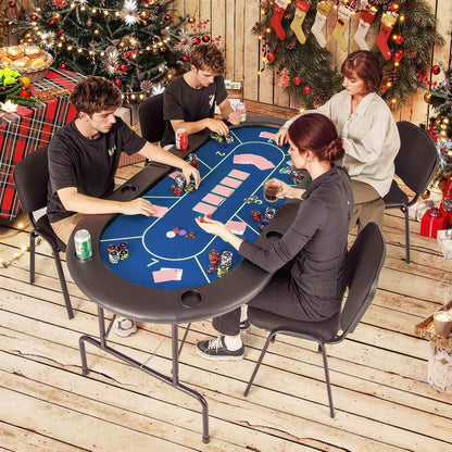 8 Players Card Board Game Table w/ 8 Cup Holders