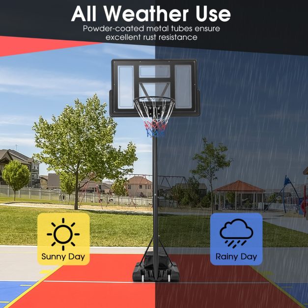 Portable Basketball Hoop with 11-Level Height Adjustable Basketball Hoop and Goal