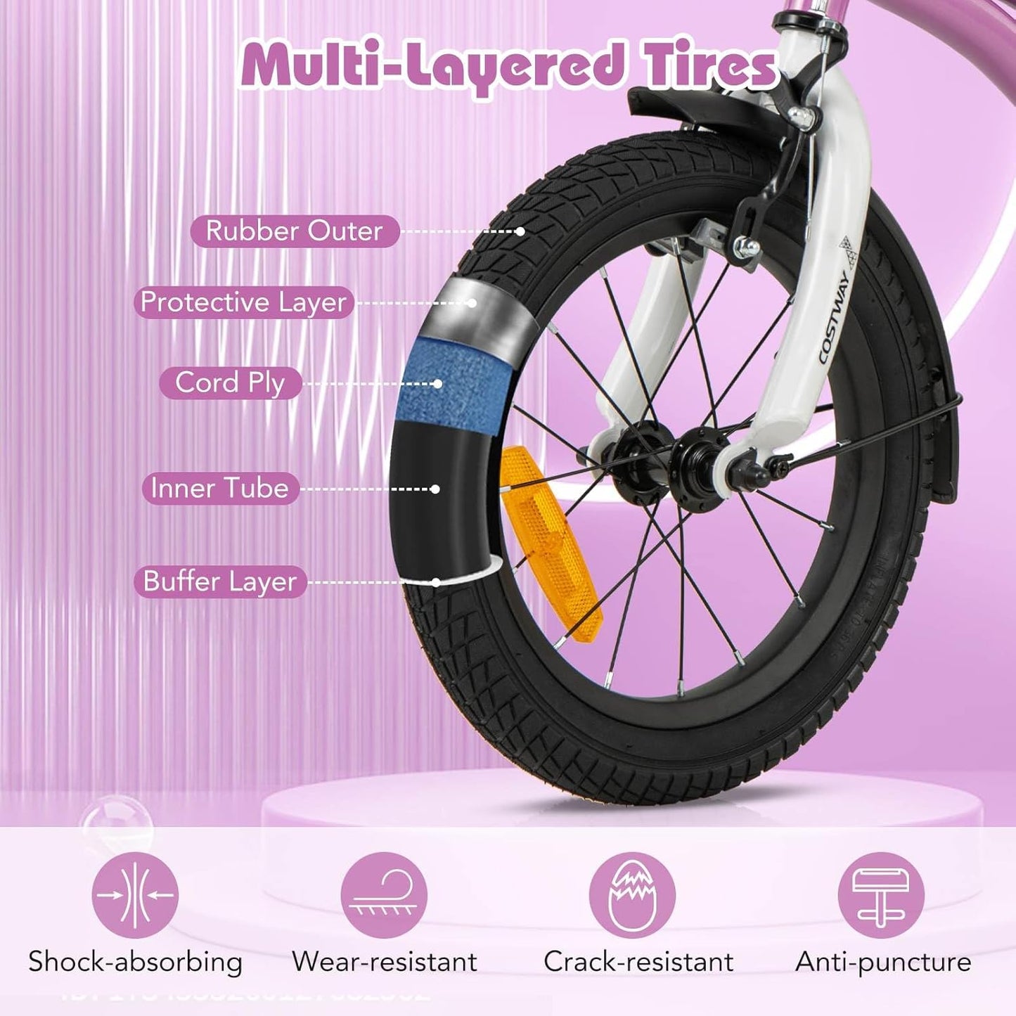 12/14/16/18 Inch Kids Bike Adjustable with Removable Training Wheels for Aged 3-8