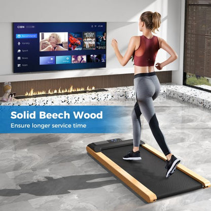 Under Desk Treadmill with Remote/APP Control and LED Display Solid Wood Edge Banding
