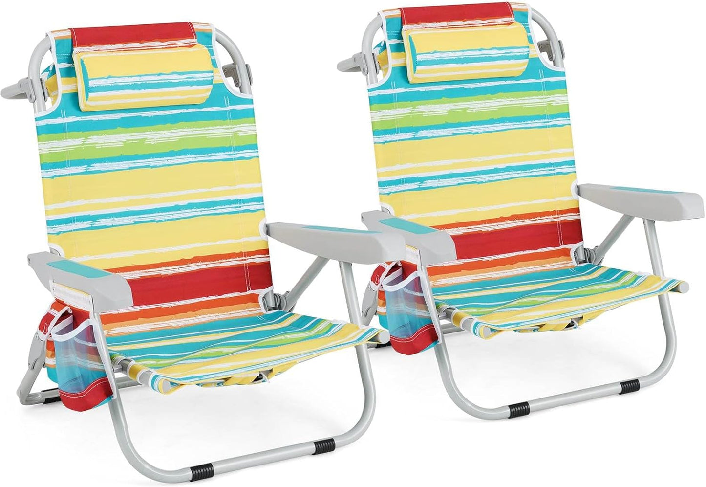 Foldable 5-Position Backpack Beach Chair with Cup Holder
