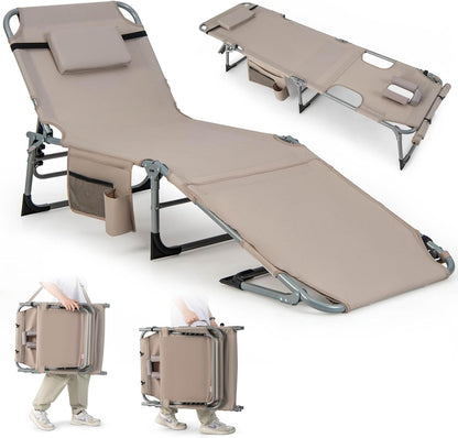 Outdoor Folding Chaise Lounge Chair 5-position Lounge Chair