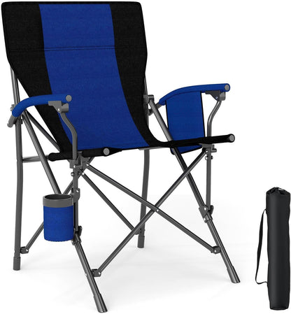 Outdoor Folding Oxford Cloth Chair with Cup Holder 160 kg Max Load
