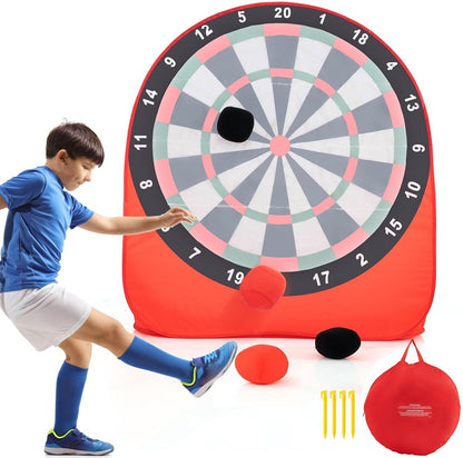 Foldable & Portable Dartboard with 4 Kick Balls Carrying Bag for Kids
