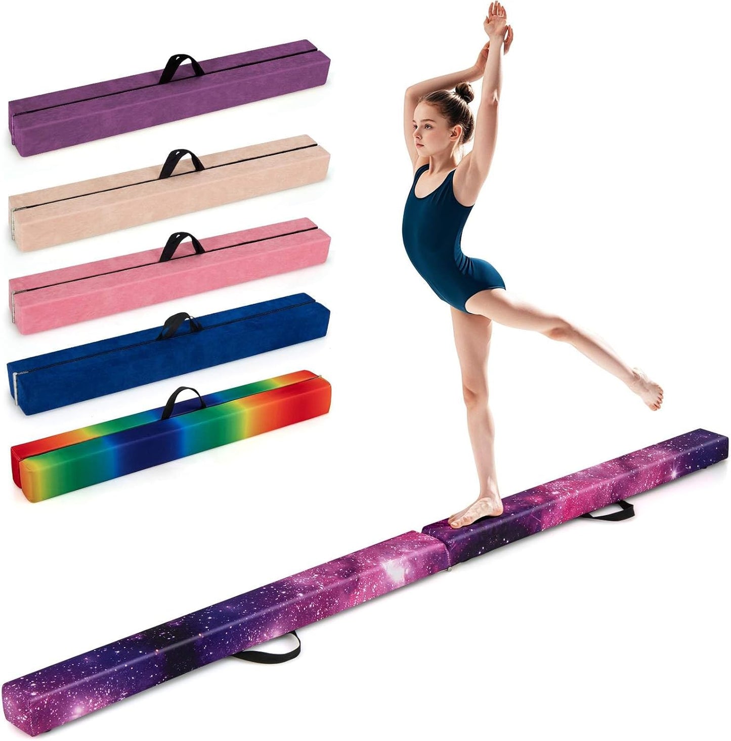 Portable Gymnastic Beam with Solid Wood Base & Anti-Slip Bottom