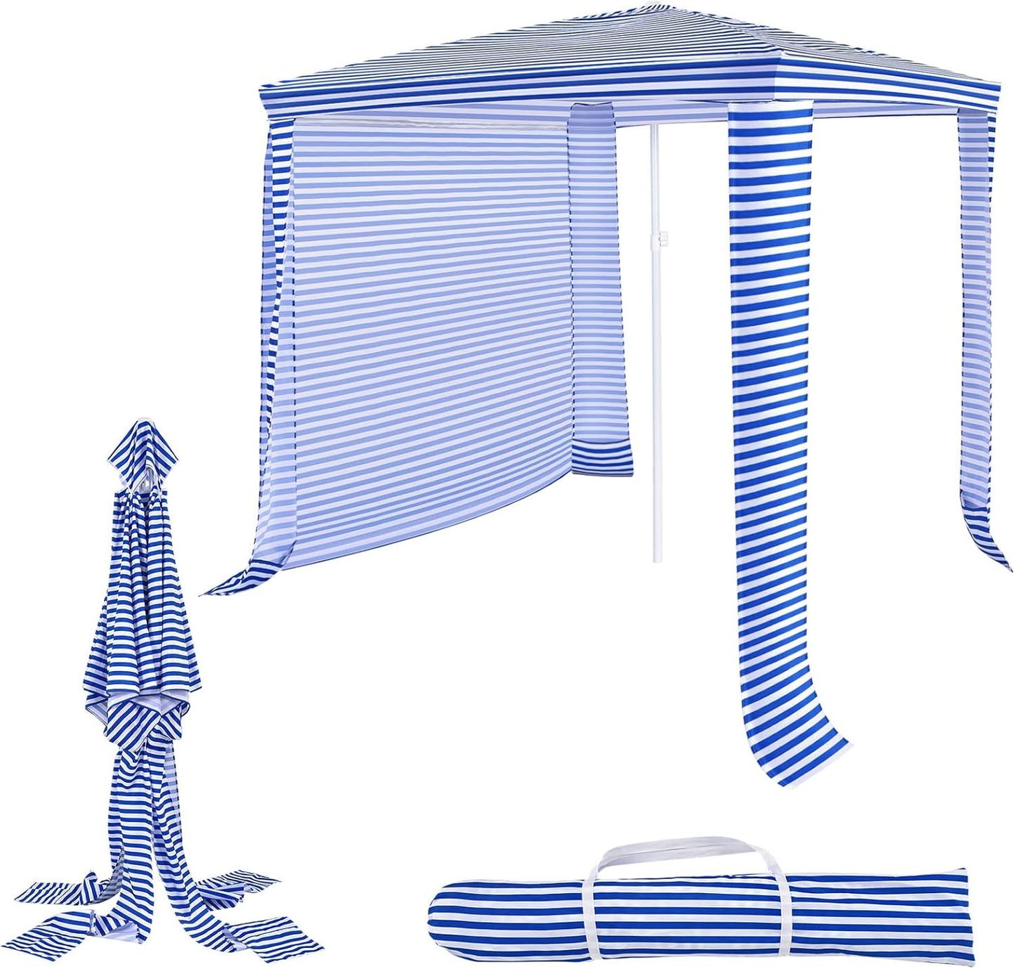 204 x 207 CM Foldable Beach Cabana Easy-Setup Portable Beach Canopy