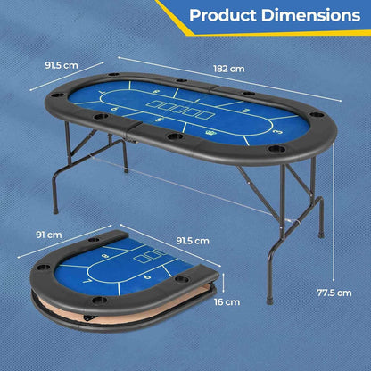 8 Players Card Board Game Table w/ 8 Cup Holders
