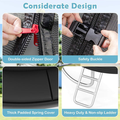 Heavy-Duty Recreational Trampoline with Safety Enclosure Net