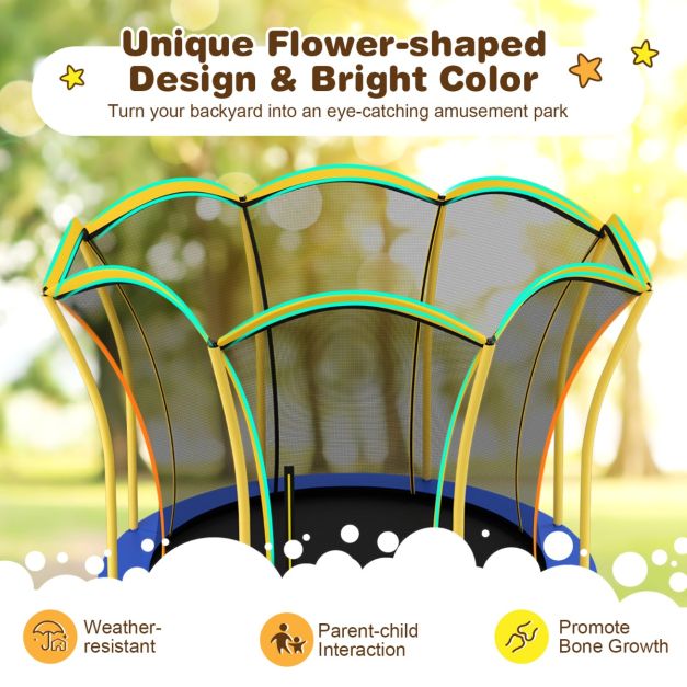 8FT Outdoor Trampoline with Galvanized Steel Frame and Enclosure Net