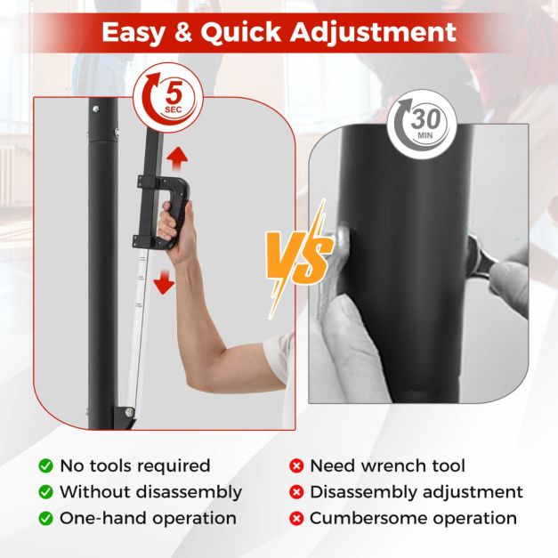 Portable Basketball Hoop System with Easy Height Adjustment