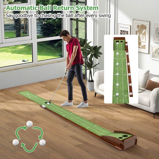 Indoor Golf Putting Mat with Automatic Ball Return System Outdoor