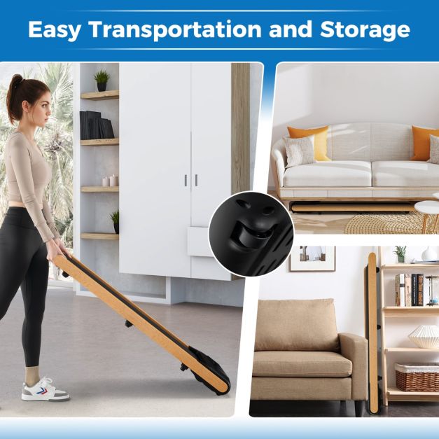 Under Desk Treadmill with Remote/APP Control and LED Display Solid Wood Edge Banding