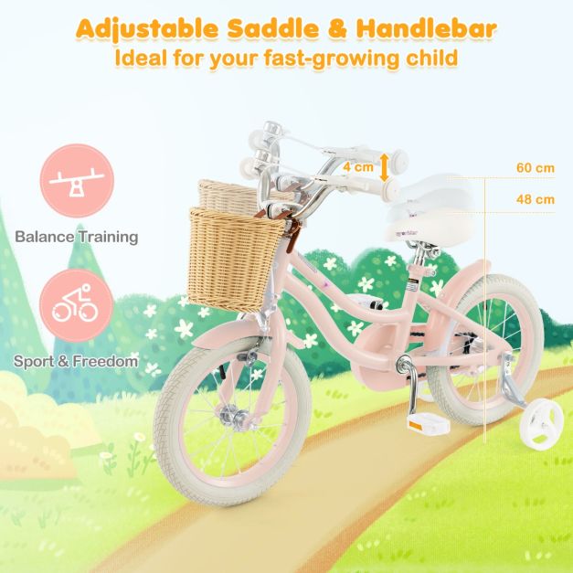 Kids Bike with Training Wheels and Adjustable Handlebar