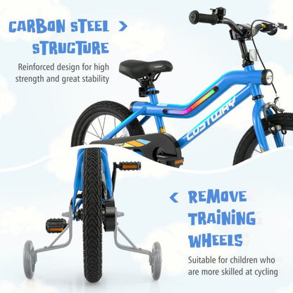 Kids Bike Carbon Steel LED Lighted Children Bicycle Adjustable