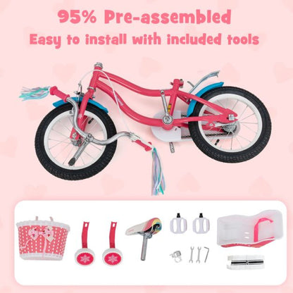 14/16 Inch Kids Bicycle with Training Wheels and Front Handbrake