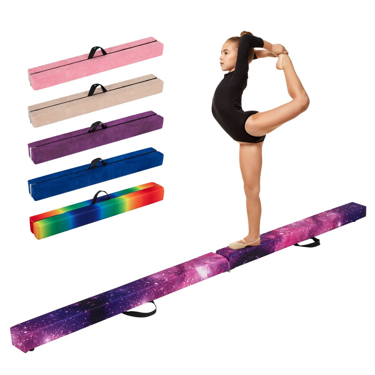 7 Feet Folding Balance Beam with Solid Wood Base and Anti-slip Bottom for Professional Home Training