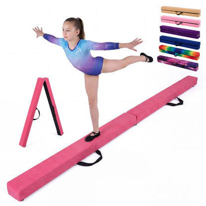 7 Feet Folding Balance Beam with Solid Wood Base and Anti-slip Bottom for Professional Home Training