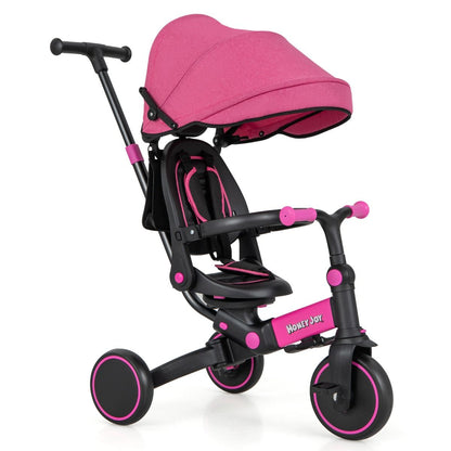 8-in-1 Kids Tricycle with Adjustable Push Handle & Canopy