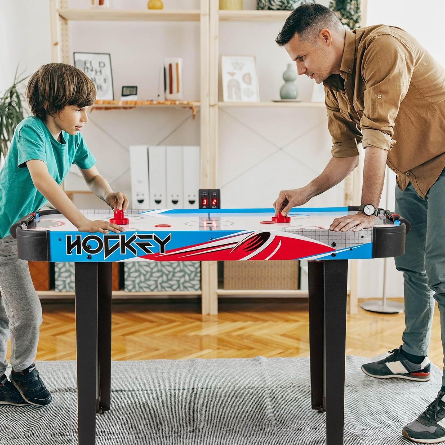 Indoor Hockey Game Table w/LED Scoreboard & Powerful 12V Motor for Adults and Kids