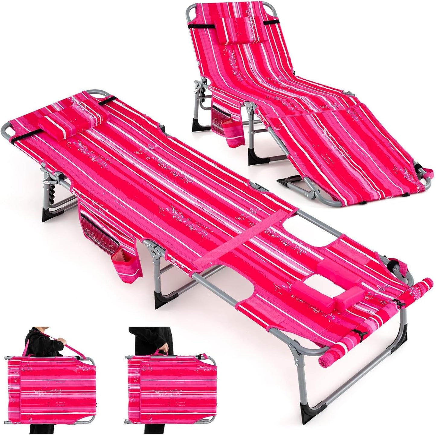 Outdoor Folding Chaise Lounge Chair 5-position Lounge Chair