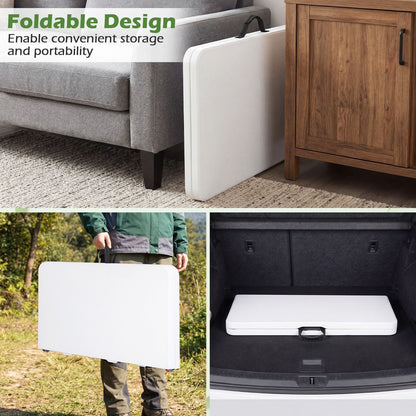 86 CM Square Folding Table with Carry Handle and Metal Legs for Picnic and Party