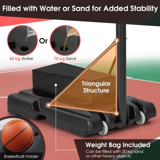 Portable Basketball Hoop with 11-Level Height Adjustable Basketball Hoop and Goal